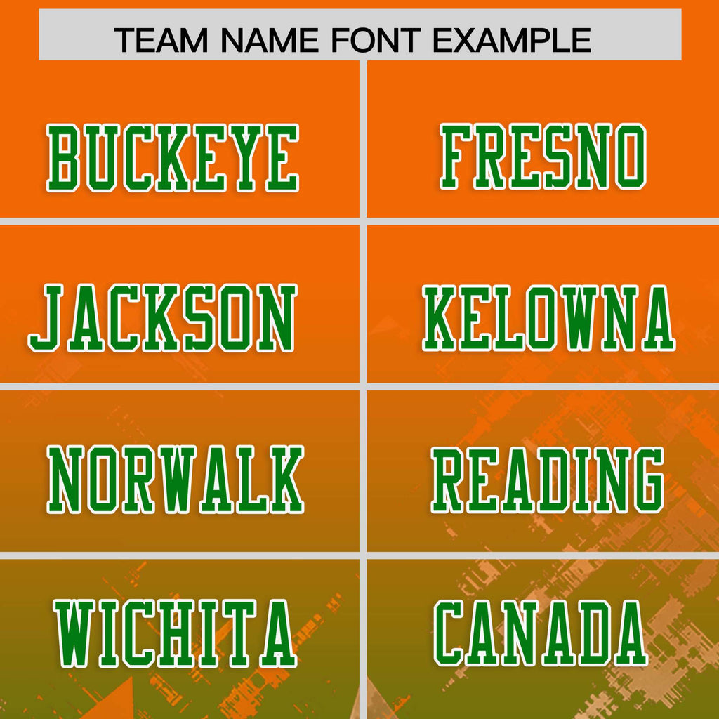 Custom Orange Kelly Green Personalized Star Gradient Flag Football Jersey