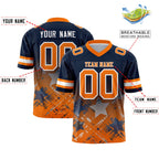 Custom Navy Orange Personalized Star Gradient Flag Football Jersey