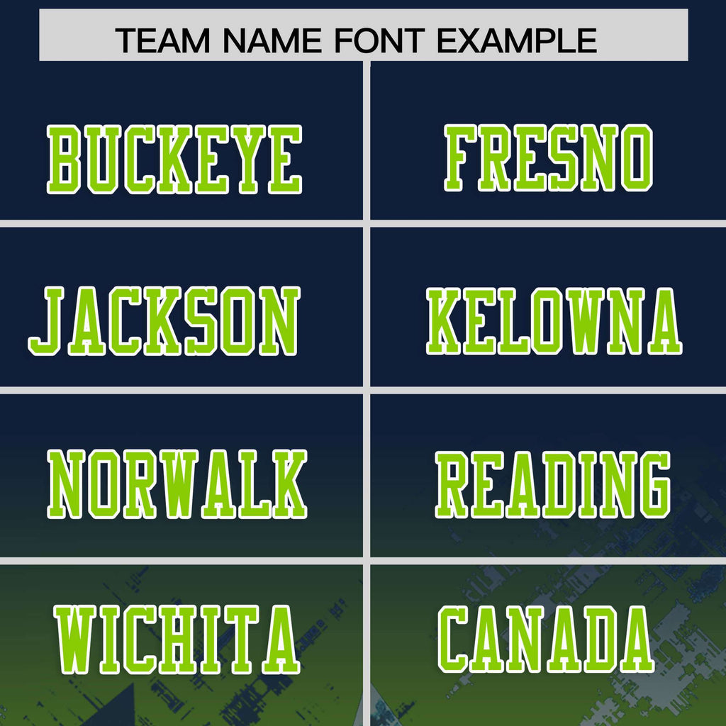 Custom Navy Neon Green Personalized Star Gradient Flag Football Jersey