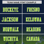 Custom Navy Neon Green Personalized Star Gradient Flag Football Jersey