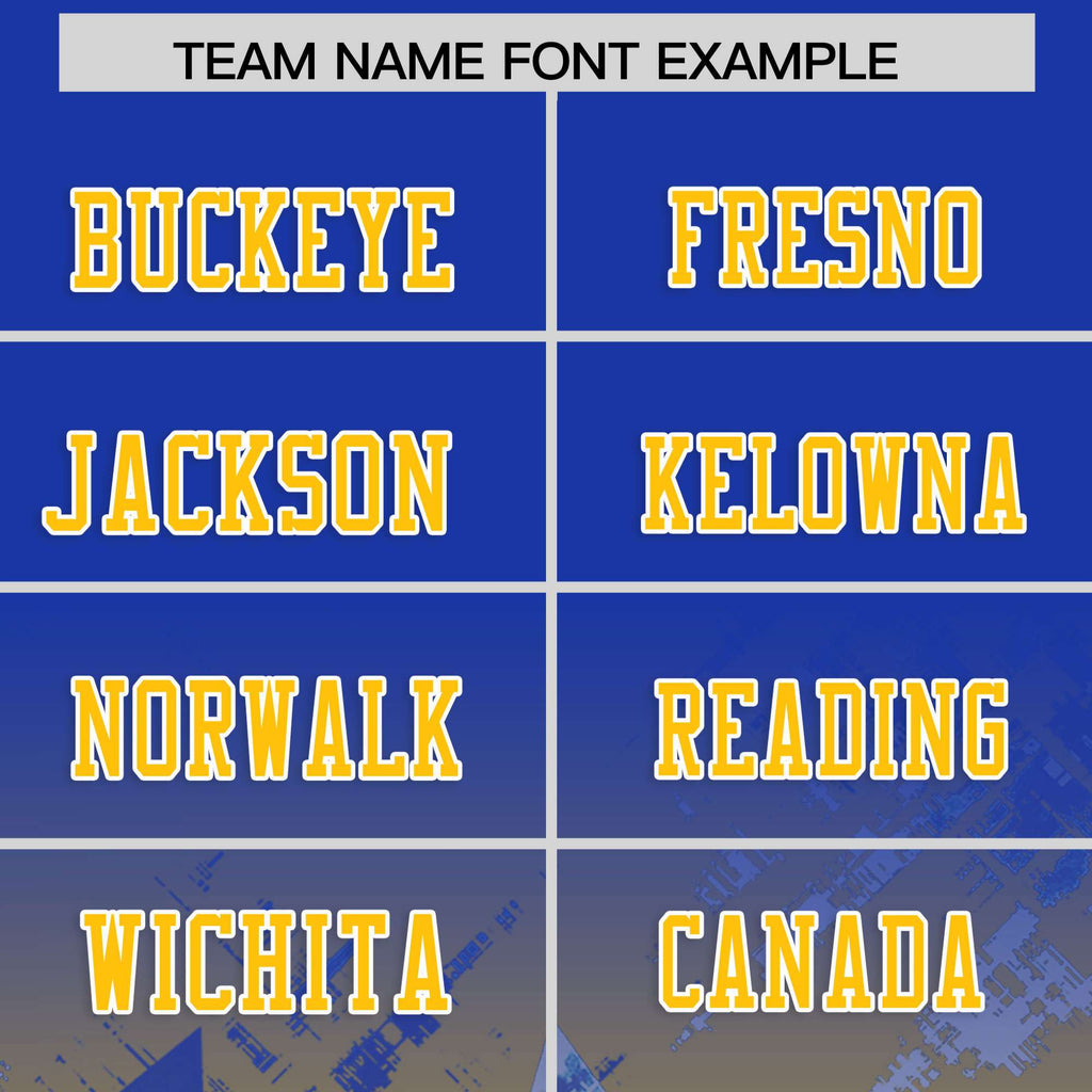 Custom Royal Yellow Personalized Star Gradient Flag Football Jersey