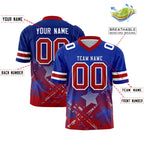 Custom Royal Red Personalized Star Gradient Flag Football Jersey