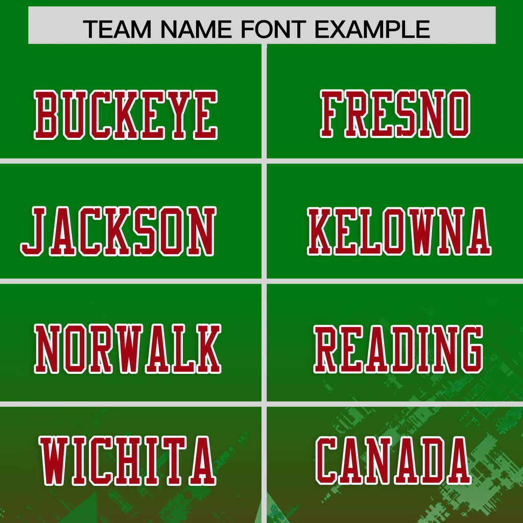Custom Kelly Green Red Personalized Star Gradient Flag Football Jersey