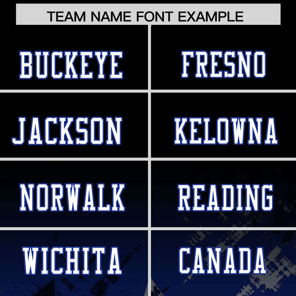 Custom Black Royal Personalized Star Gradient Flag Football Jersey