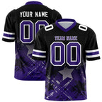Custom Black Purple Personalized Star Gradient Flag Football Jersey