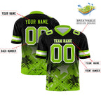 Custom Black Neon Green Personalized Star Gradient Flag Football Jersey