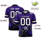 Custom Purple Black Personalized Star Gradient Flag Football Jersey
