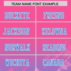 Custom Pink Light Blue Personalized Star Gradient Flag Football Jersey