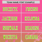 Custom Pink Neon Green Personalized Star Gradient Flag Football Jersey