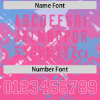 Custom Light Blue Pink Personalized Star Gradient Flag Football Jersey