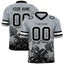 Custom Grey Black Personalized Star Gradient Flag Football Jersey