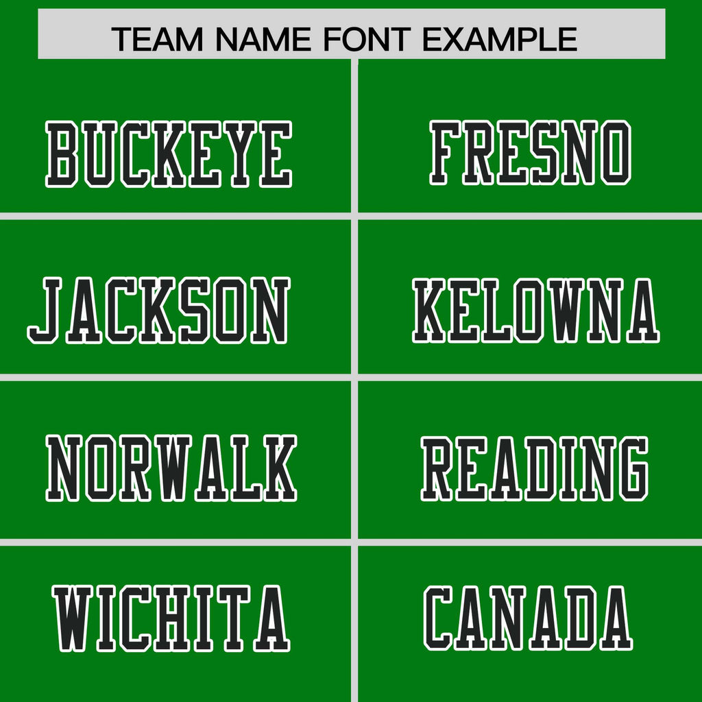 Custom Kelly Green Black Personalized Shoulder Cut Two-Tone Flag Football Jersey
