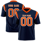 Custom Navy Orange Personalized Shoulder Cut Two-Tone Flag Football Jersey