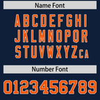 Custom Navy Orange Personalized Shoulder Cut Two-Tone Flag Football Jersey