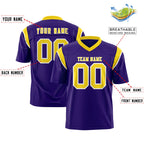 Custom Purple Gold Personalized Shoulder Cut Two-Tone Flag Football Jersey