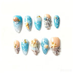 Kentrim Ocean Breeze Almond Medium Press On Nails