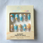 Kentrim Ocean Breeze Almond Medium Press On Nails