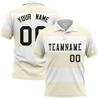 Custom White-Cream Horizontal Stripe Design Performance Polo Shirt