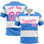 Custom White-Powder Blue Horizontal Stripe Design Performance Polo Shirt