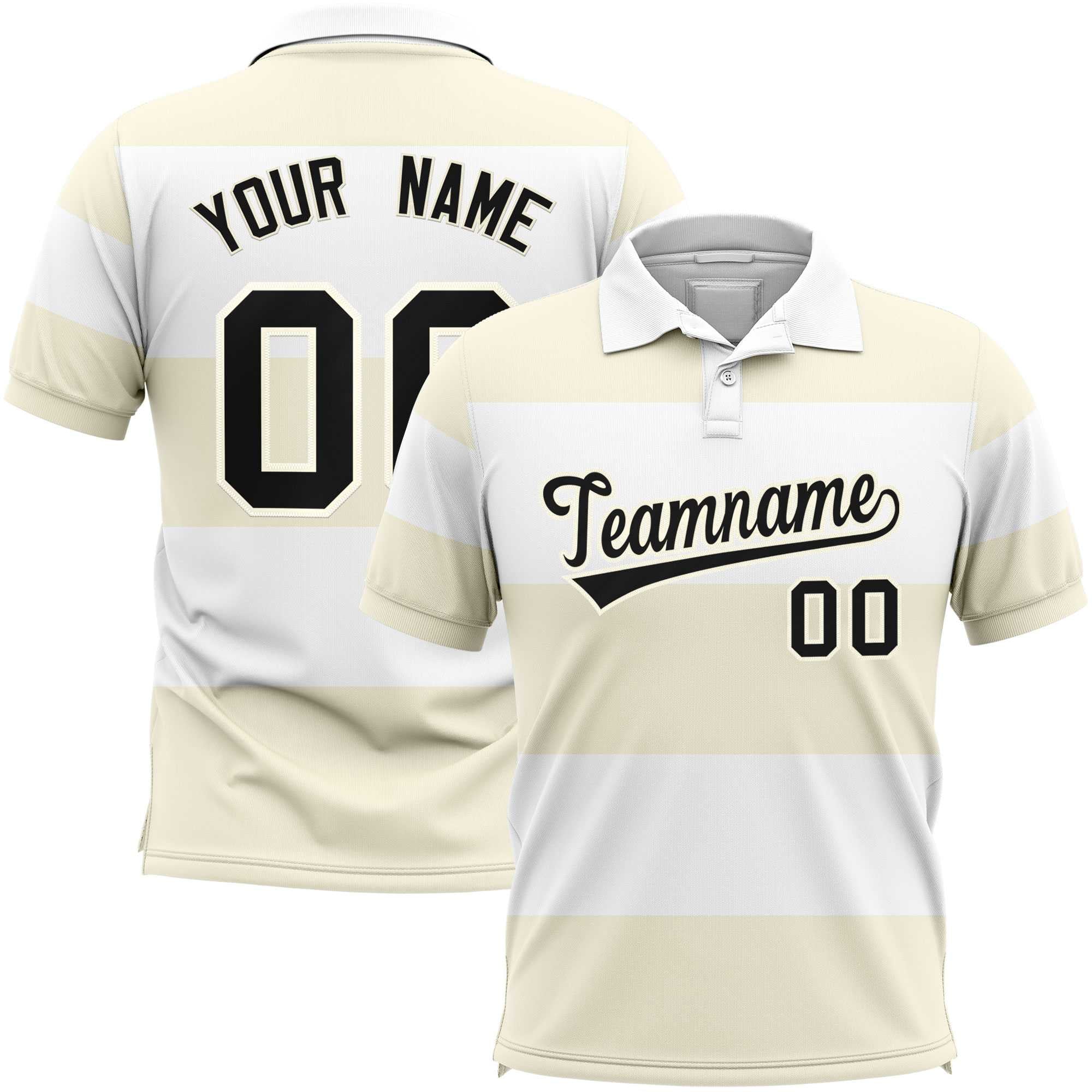 Custom White-Cream Horizontal Stripe Design Performance Polo Shirt Main image
