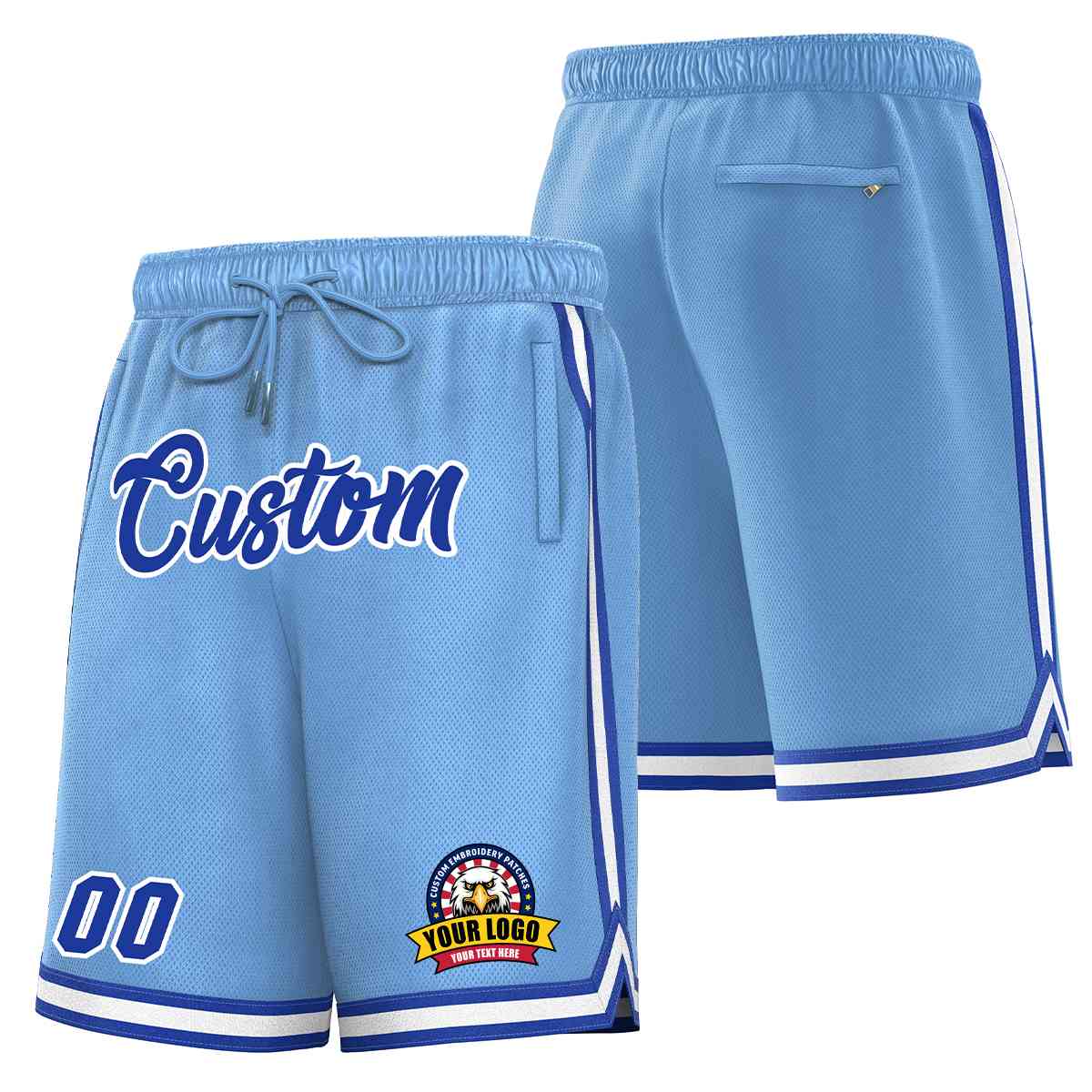 Custom Light Blue Royal-White Classic Style Basketball Mesh Shorts Main image