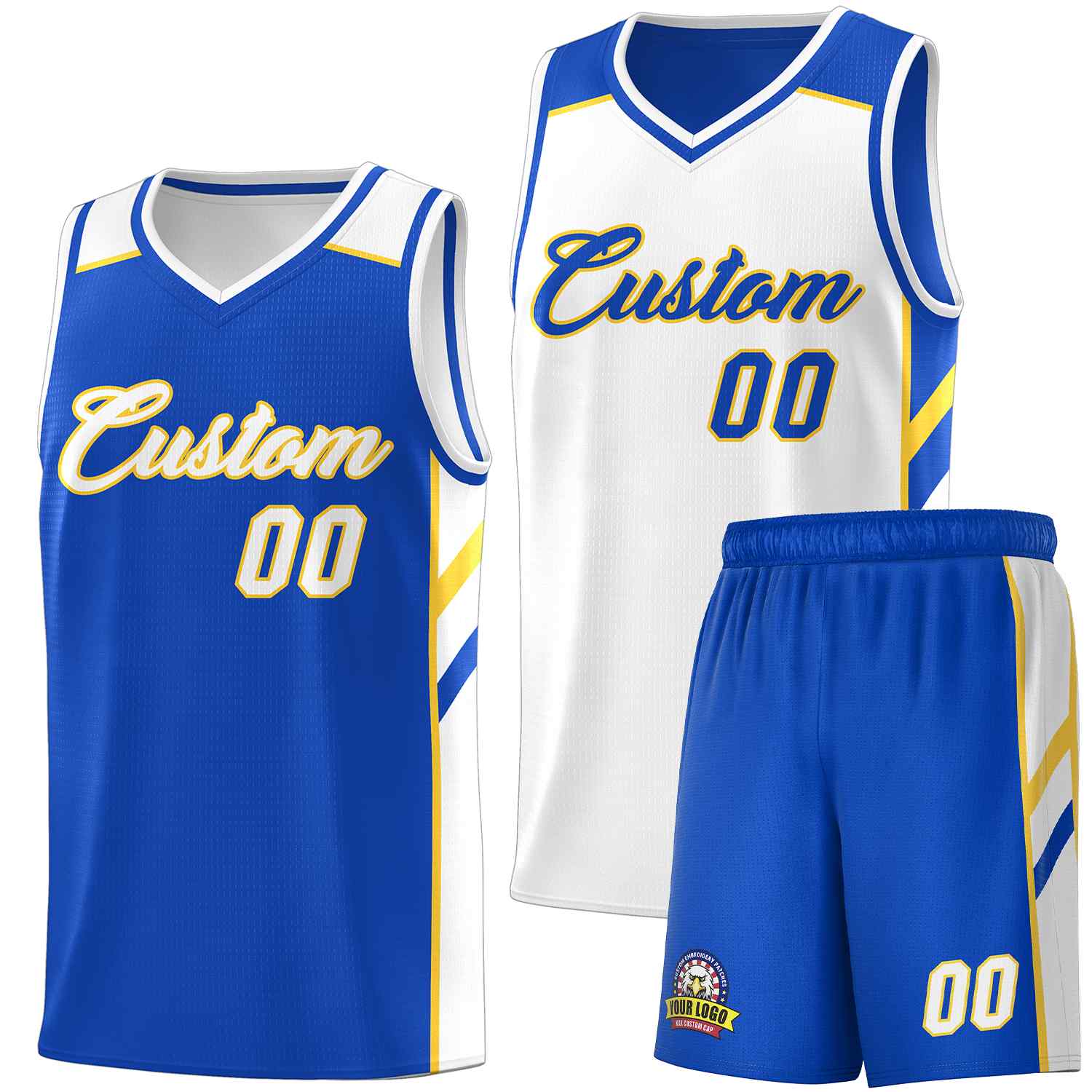 Custom Royal White Double Side Sets Men Basketball Jersey Main image