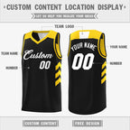 Custom Black Yellow Reversible Double Side Tops Basketball Jersey