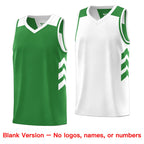Custom Green White Reversible Double Side Tops Basketball Jersey