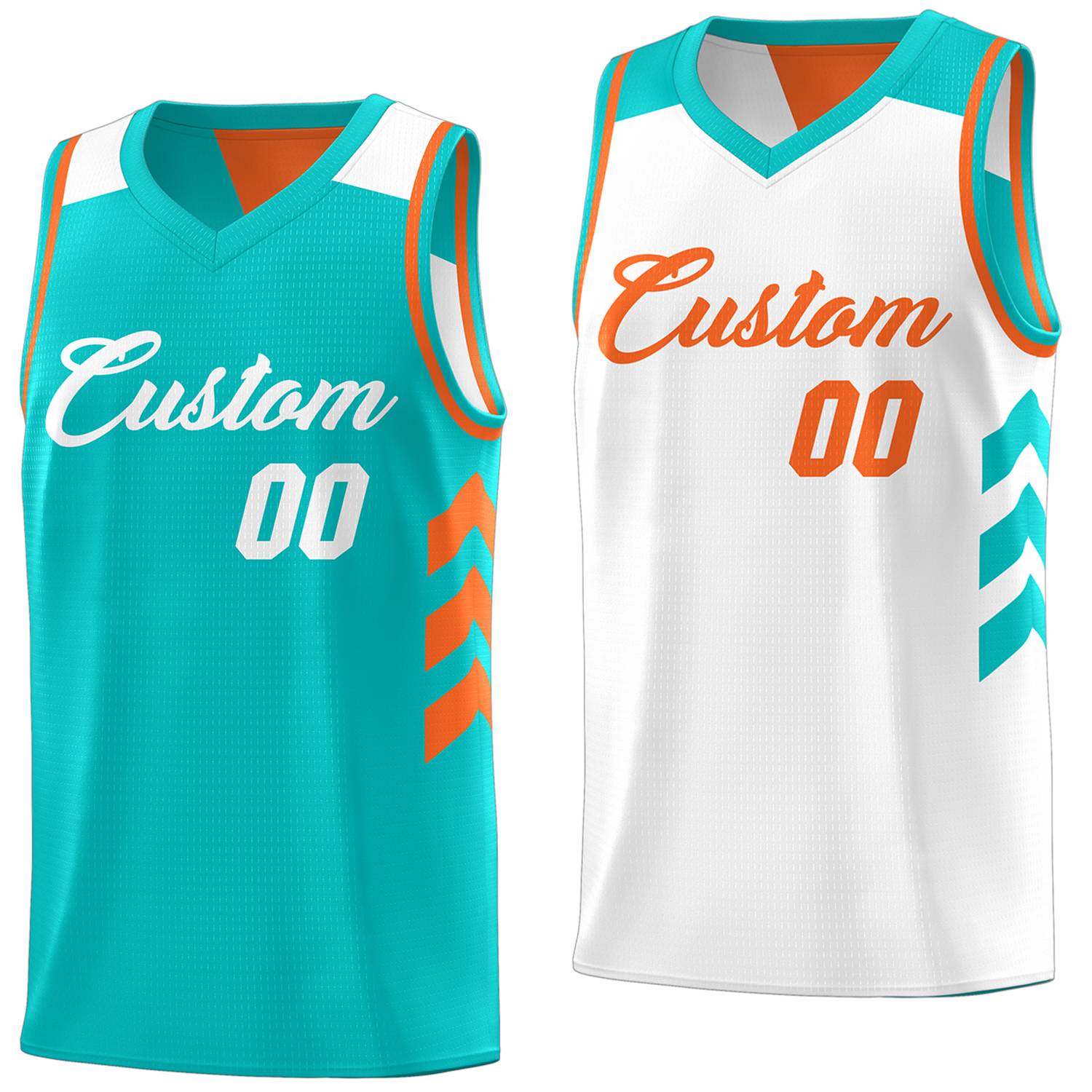 Custom Aqua White Reversible Double Side Tops Basketball Jersey Main image