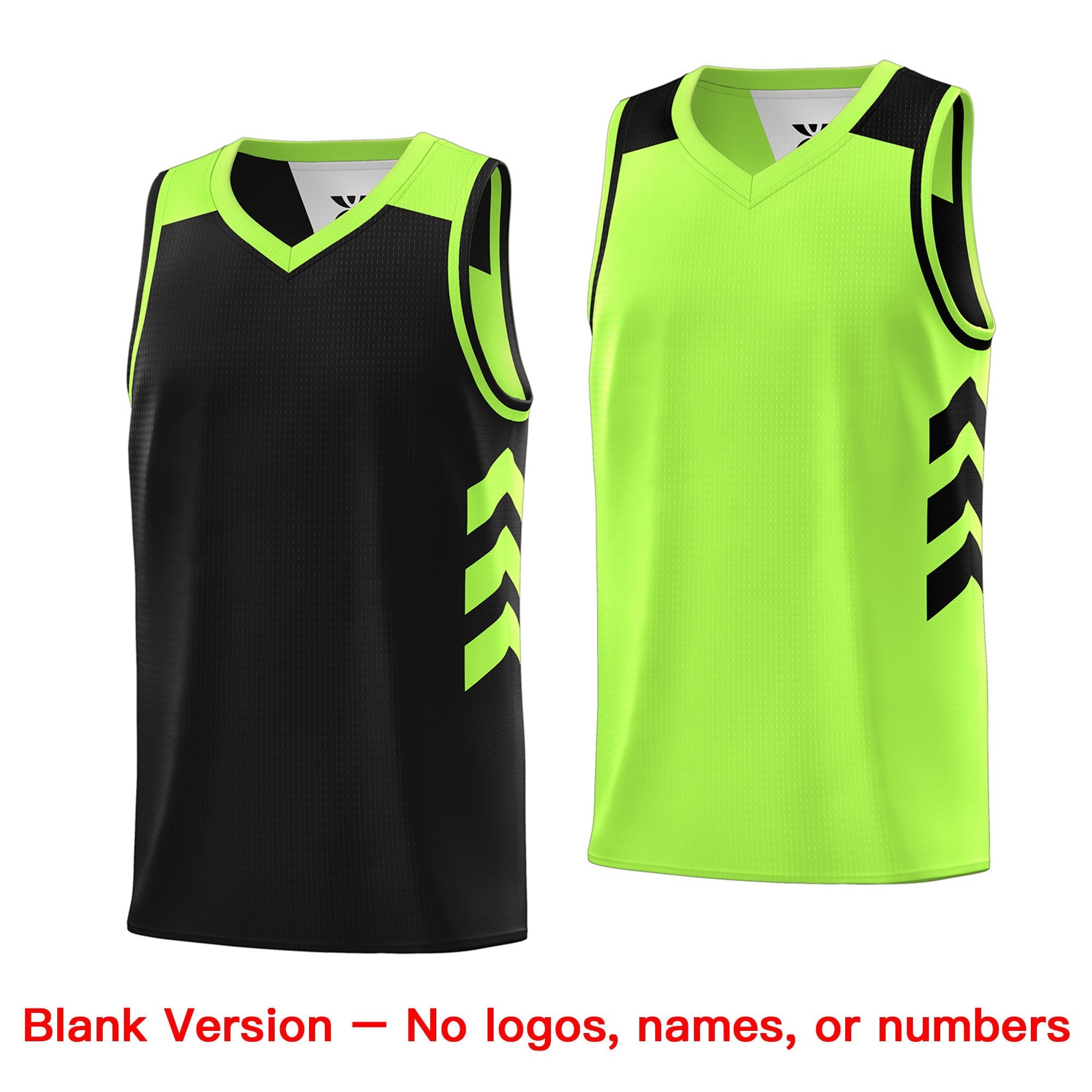 Custom Black Neon Green Reversible Double Side Tops Basketball Jersey