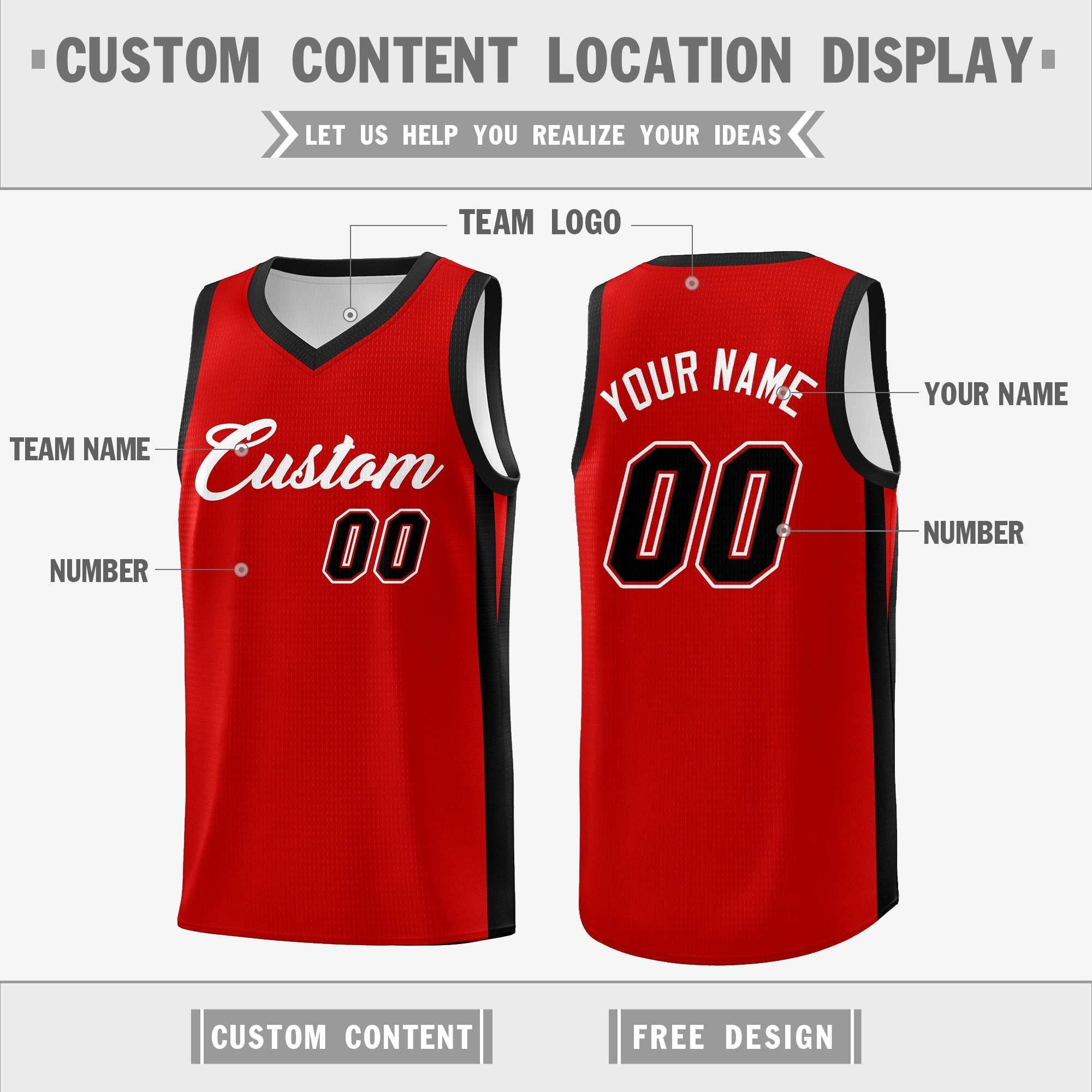 Custom Red White Double Side Tops Athletic Basketball Jersey