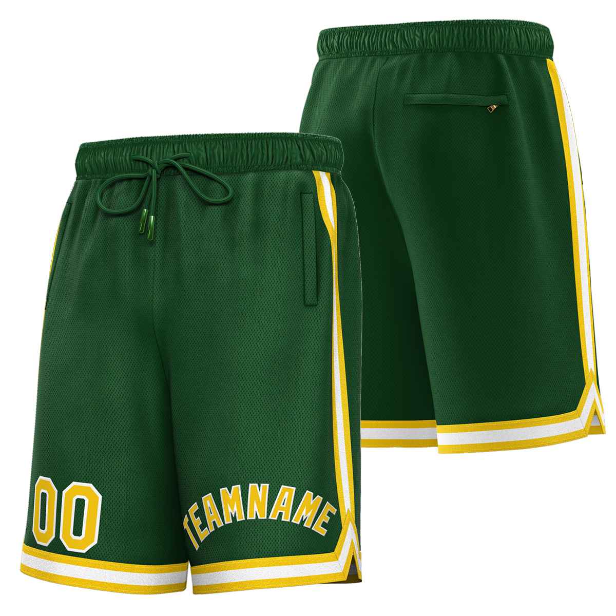 Custom Green Yellow-White Sport Basketball Shorts Main image