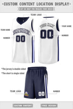Custom Navy White Double Side Sets Men Basketball Jersey