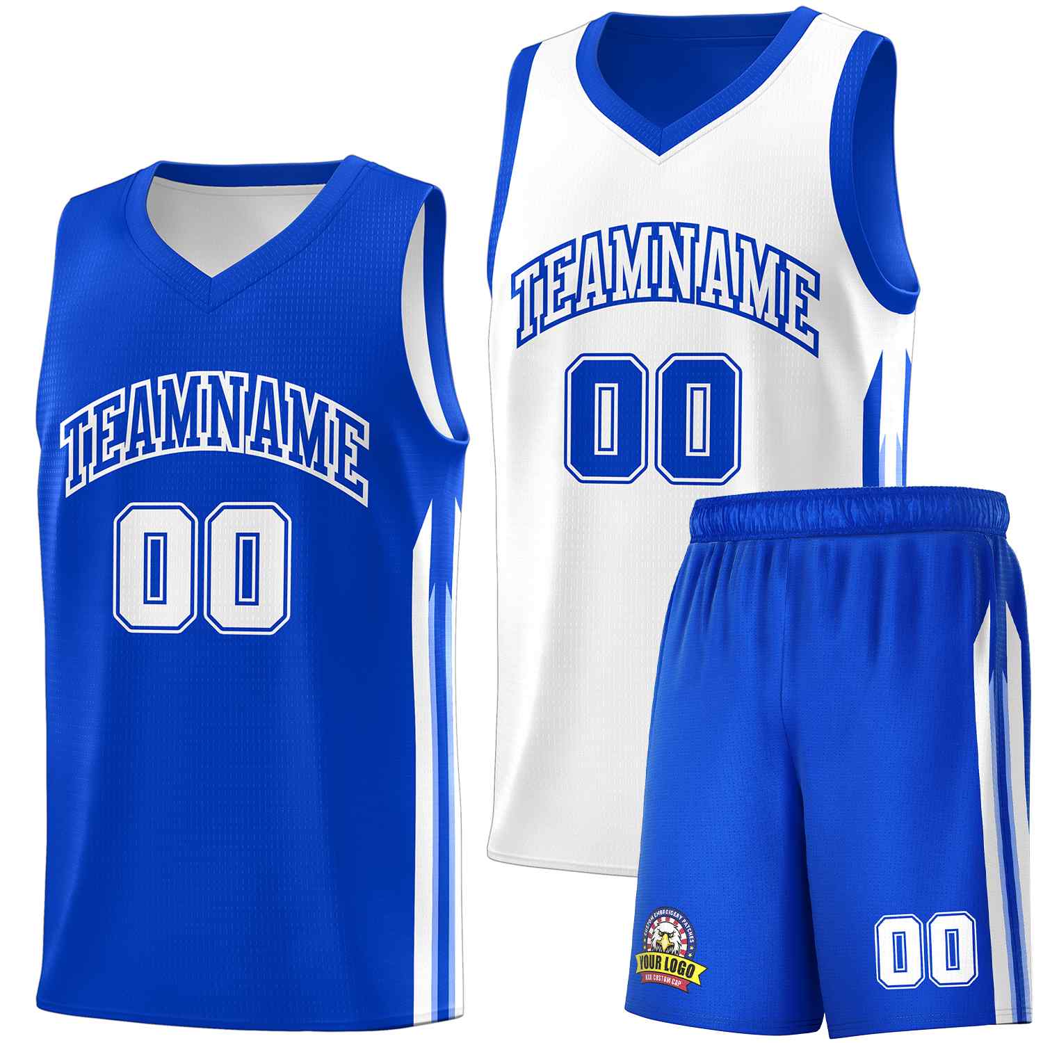 Custom Royal White Double Side Sets Men Basketball Jersey Main image