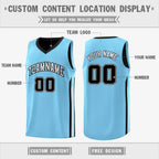 Custom Black Light Blue Double Side Tops Training Basketball Jersey