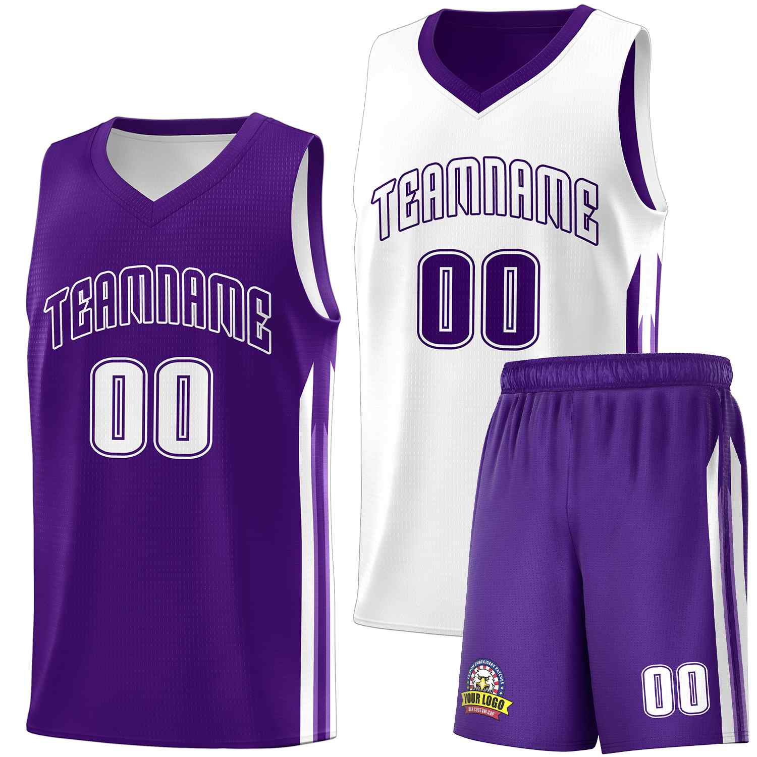 Custom Purple White Double Side Sets Men Basketball Jersey Main image