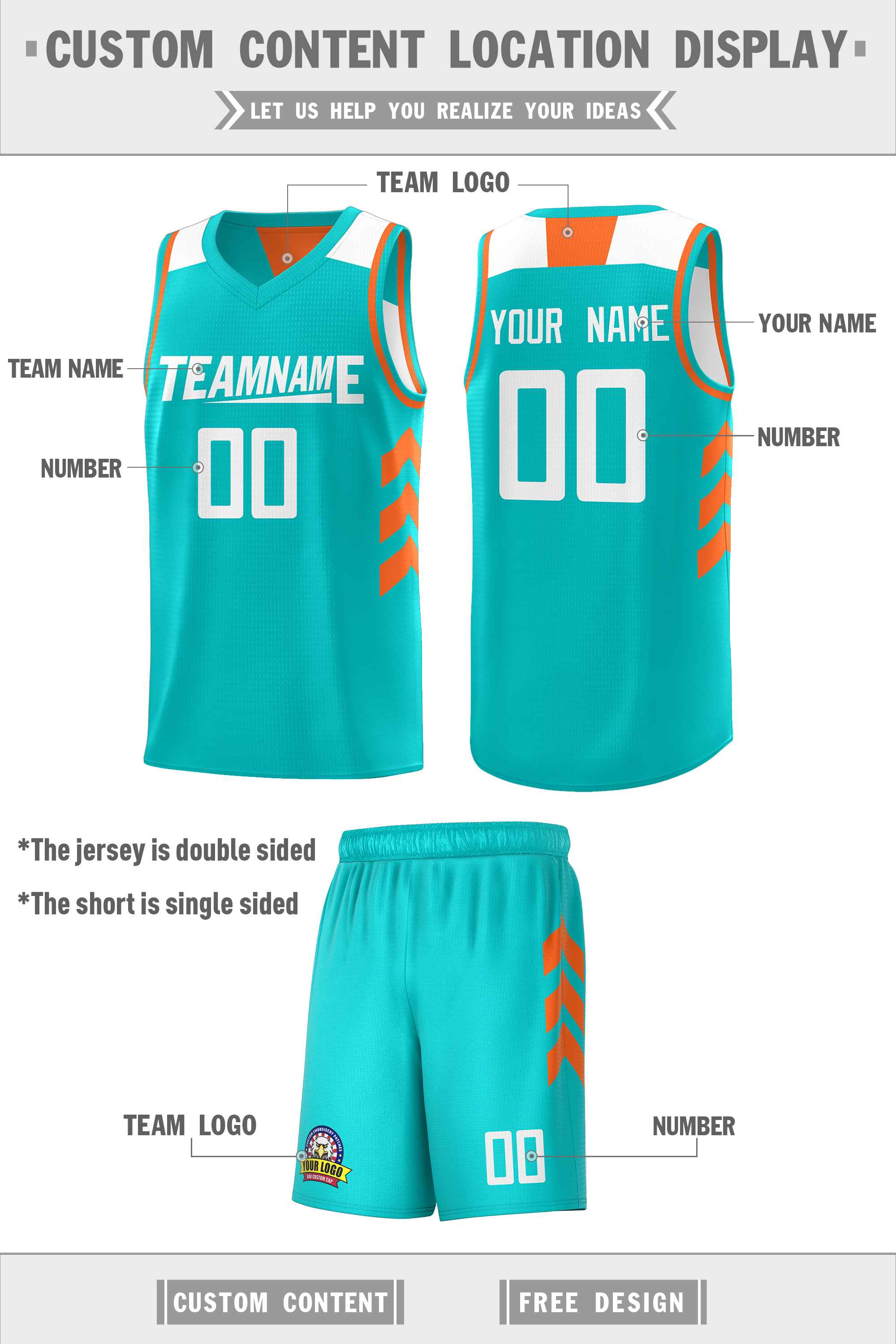 Custom Aqua White Double Side Sets Men Basketball Jersey Secondary image
