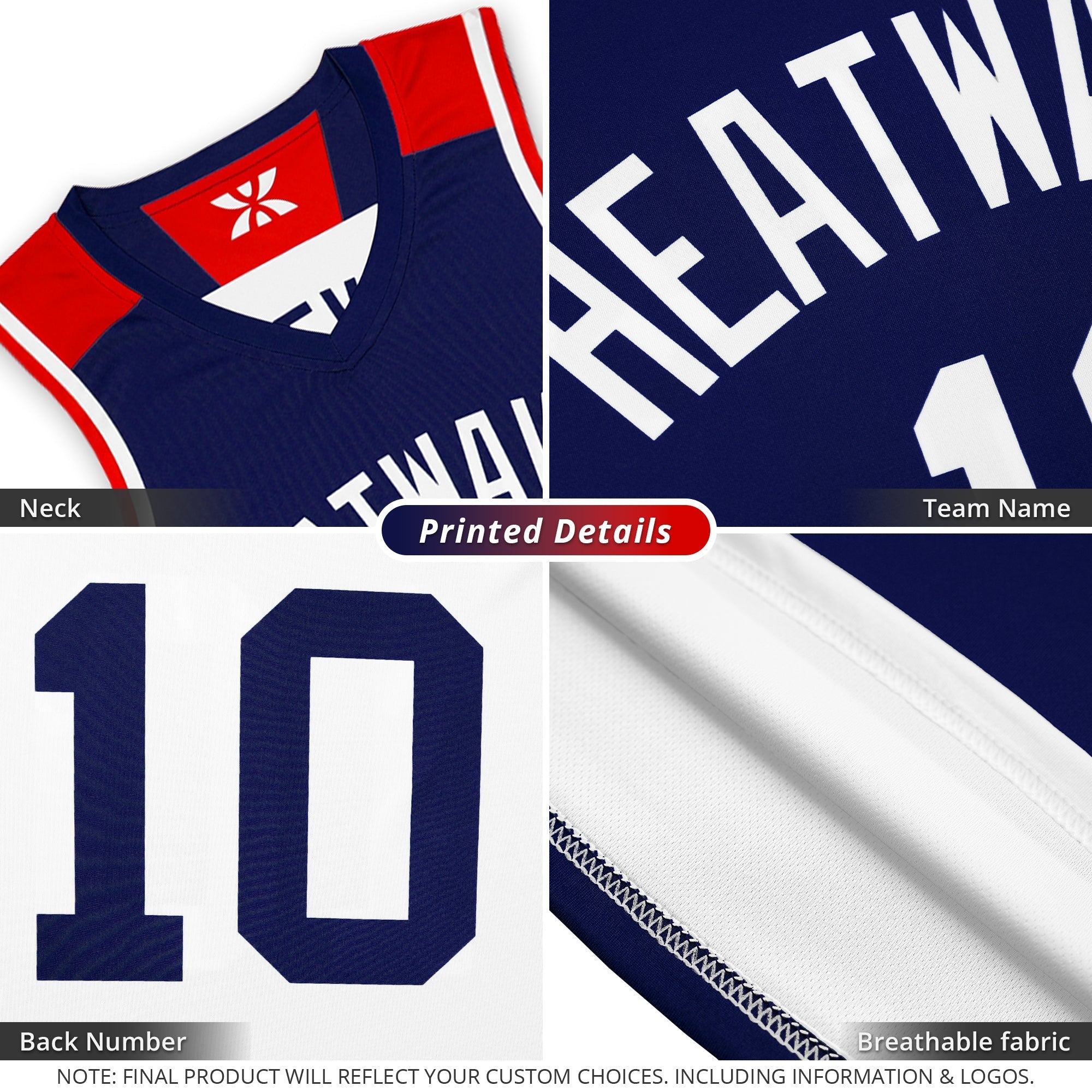Custom Navy White Double Side Sets Men Basketball Jersey Secondary image