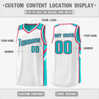 Custom Teal White Double Side Tops Athletic Sports Basketball Jersey