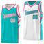 Custom Teal White Double Side Tops Athletic Sports Basketball Jersey