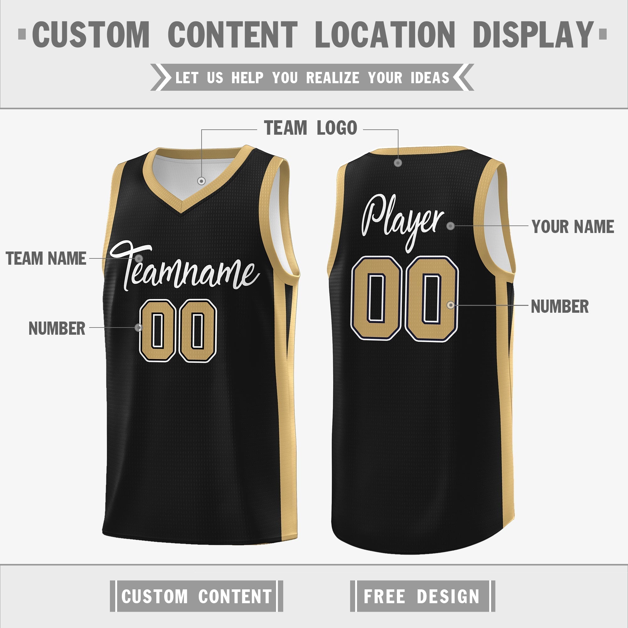 Custom Black White-Yellow Double Side Tops Basketball Jersey Secondary image