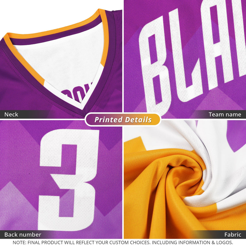Custom Purple Yellow-White Double Side Sets Sportswear Basketball Jersey
