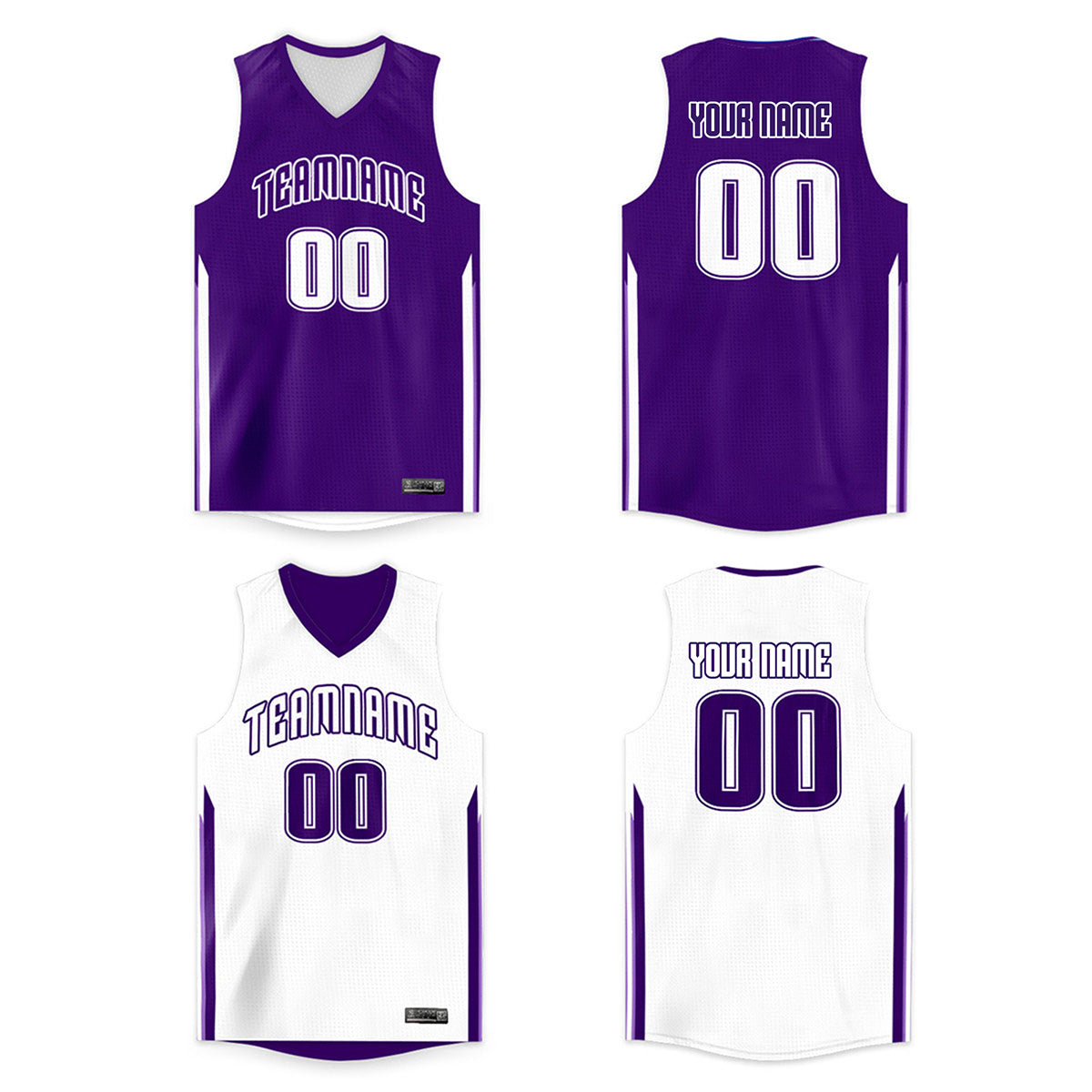 Custom Purple White Double Side Tops Basketball Jersey Main image