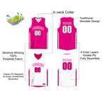 Custom Pink White Double Side Tops Basketball Jersey