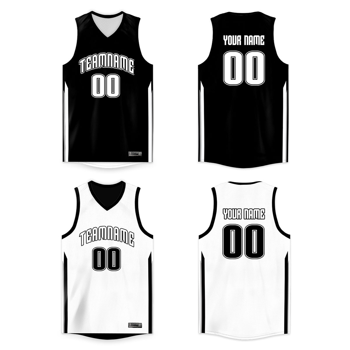 Custom Black White Double Side Tops Sports Basketball Jersey Main image