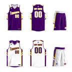 Custom Purple White Double Side Sets Men Basketball Jersey