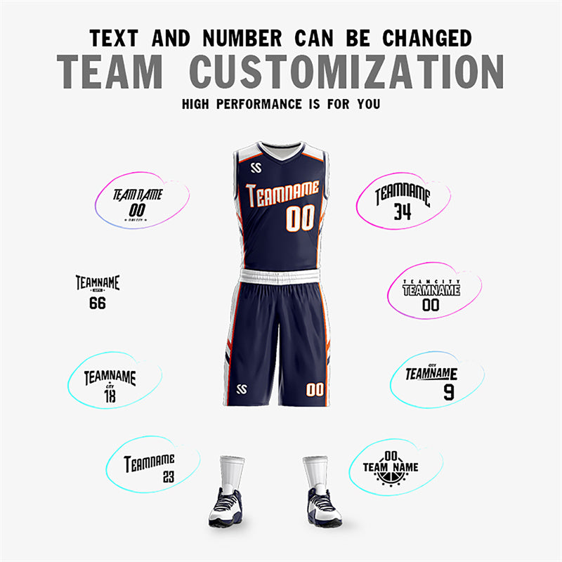 Custom Blue White Double Side Sets Training Basketball Jersey Secondary image