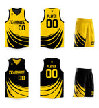 Custom Black Yellow Double Side Sets Design Sportswear Basketball Jersey