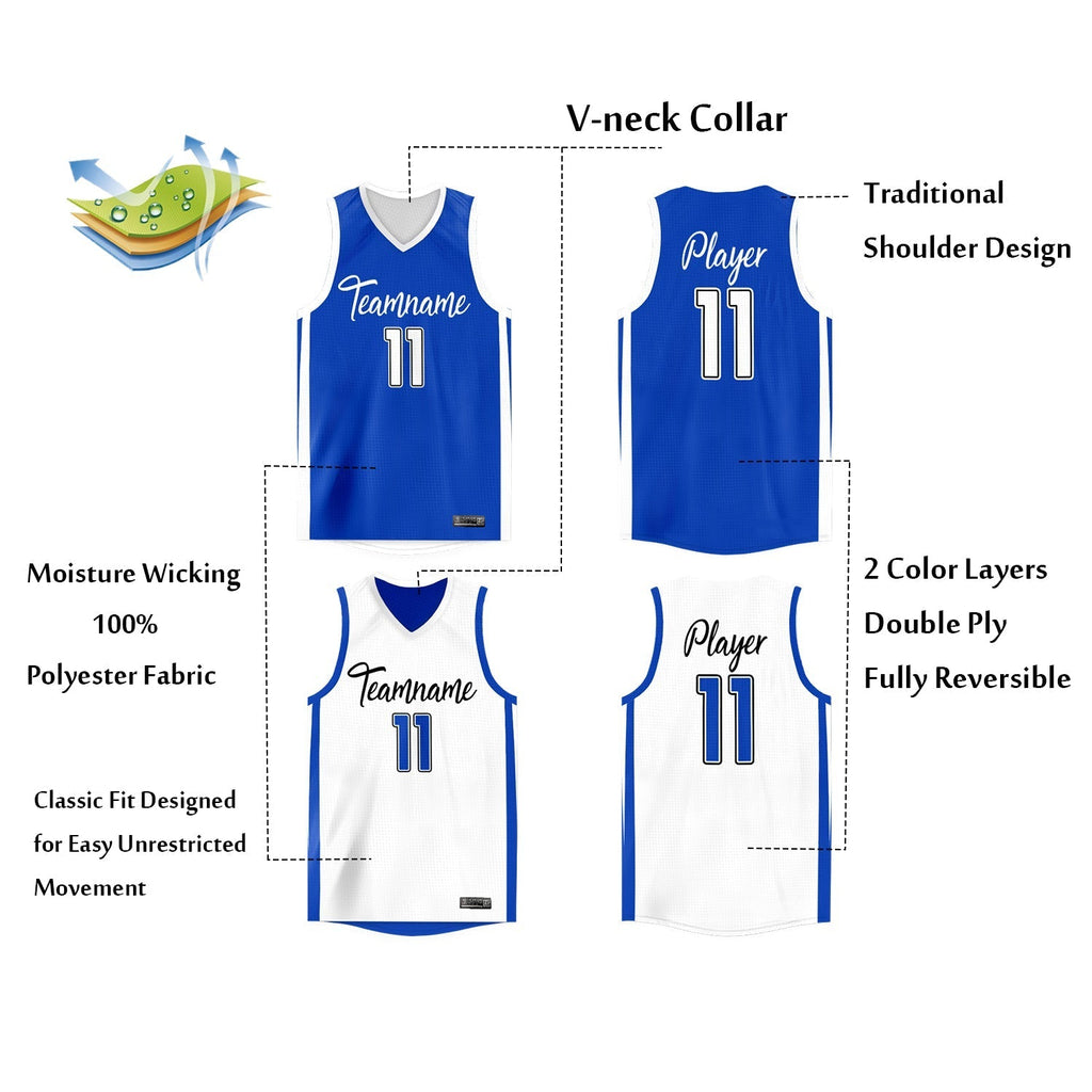 Custom Reversible Mesh Basketball Jersey Personalized Double Side Tops