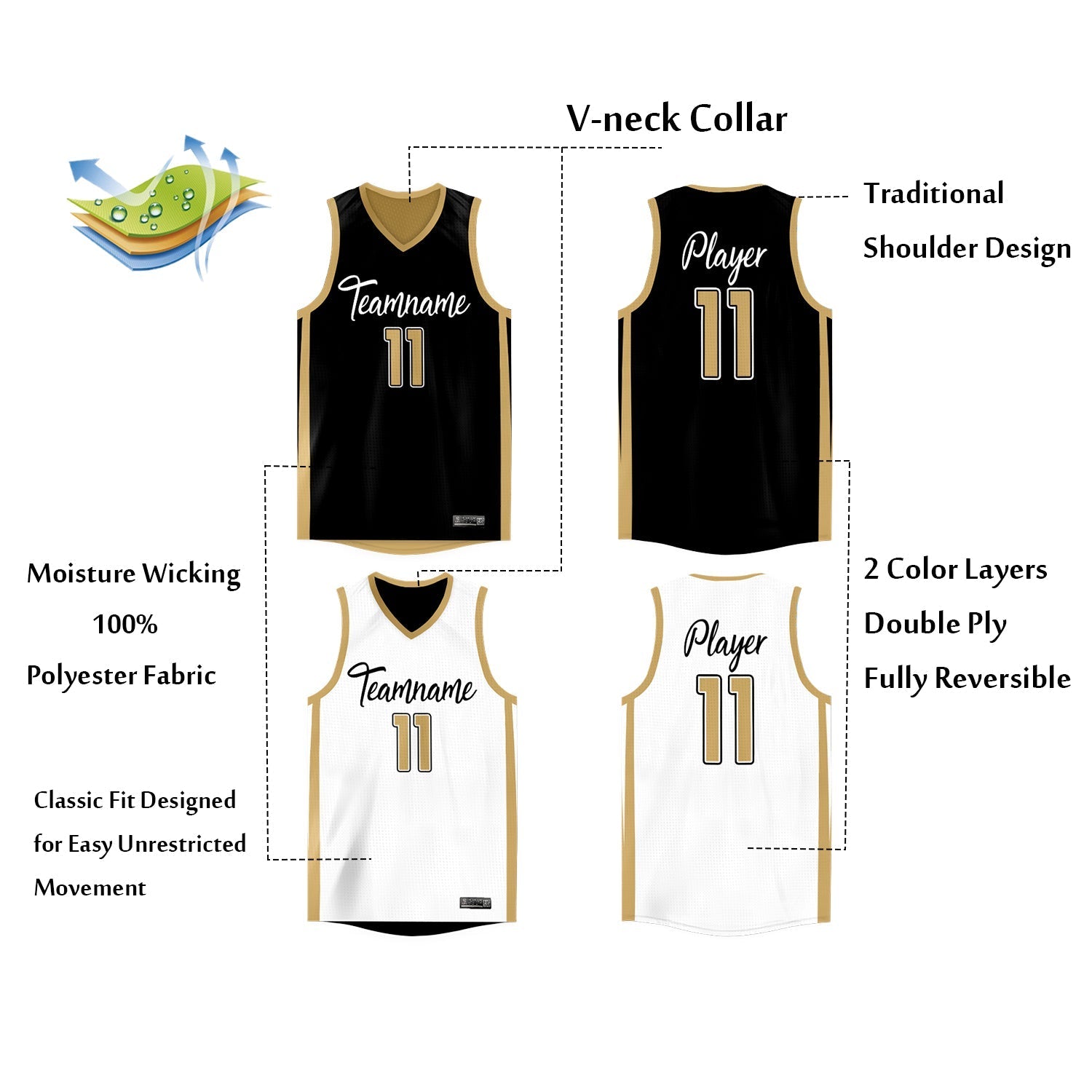Custom Reversible Mesh Basketball Jersey Personalized Double Side Tops